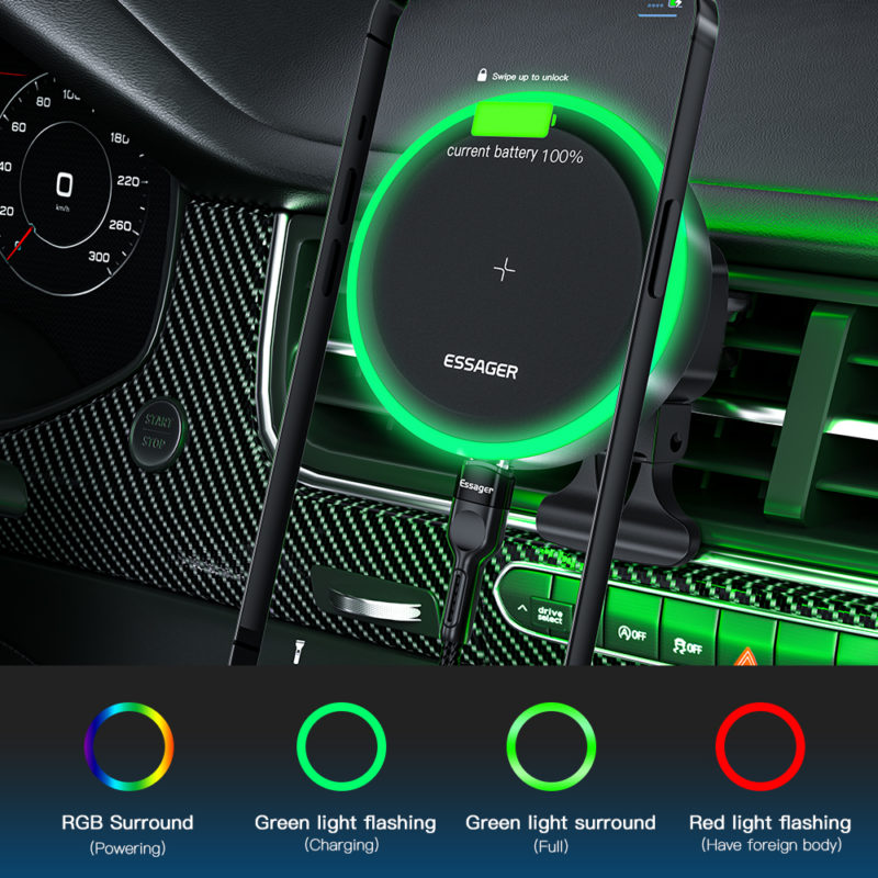 153390-xzgjjr.jpg Chargeur et support de téléphone magnétique pour voiture, Qi 15W, RVB, support universel – Image 2