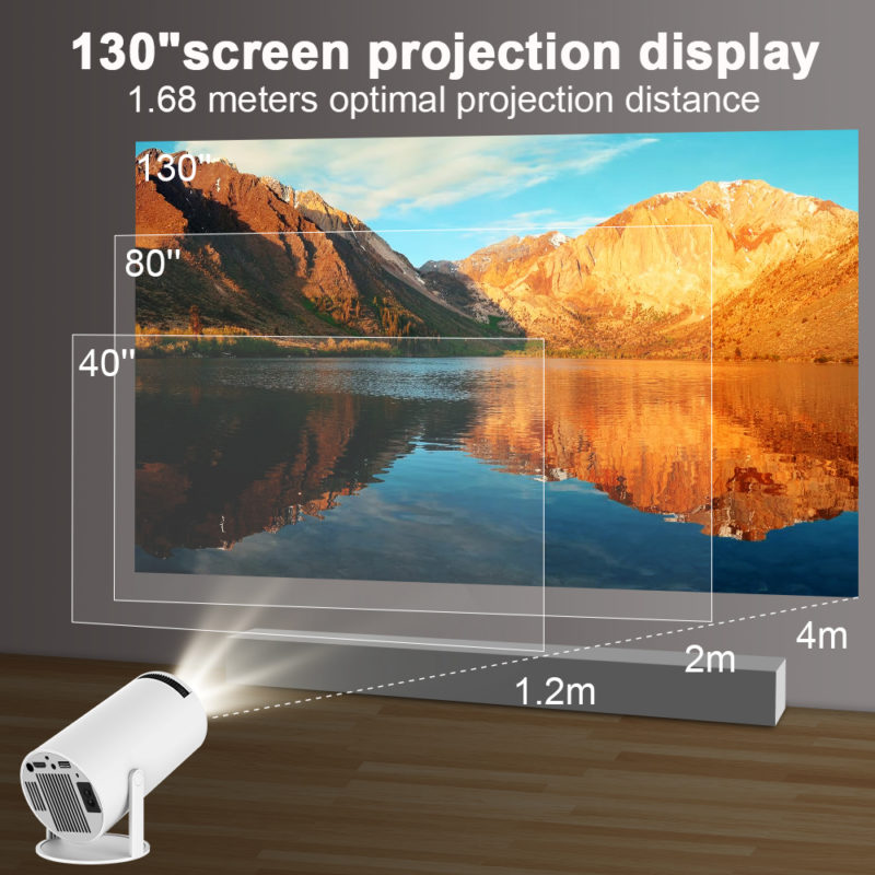 Projecteur portable Android 11, HY300, 1280x720P, 4K, WiFi 6, rotation 180°, Home cinéma – Image 3