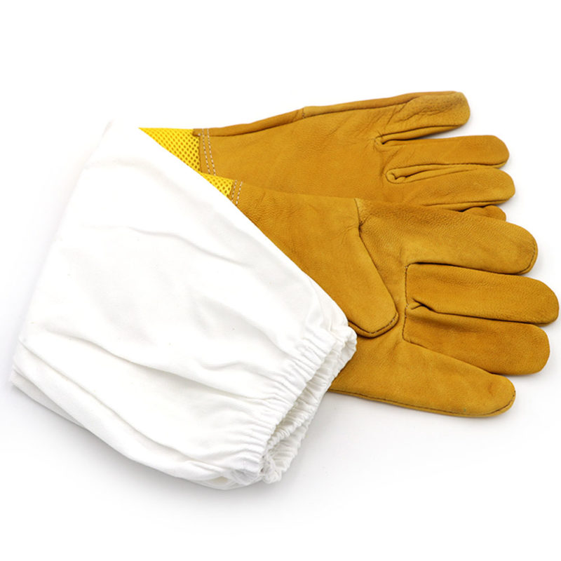 155050-ywa80g.jpg Paire de gants de protection pour l'apiculture, en peau de chèvre, ventilé, manches longues – Image 3