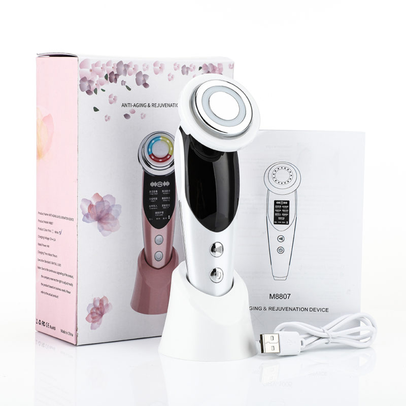 Appareil de lifting du visage 7 en 1, RF, micro-courant, rajeunissement, masseur facial à LED, luminothérapie – Image 7