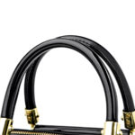 Sac à main et bandoulière en cuir verni, à motif de style crocodile – Image 9