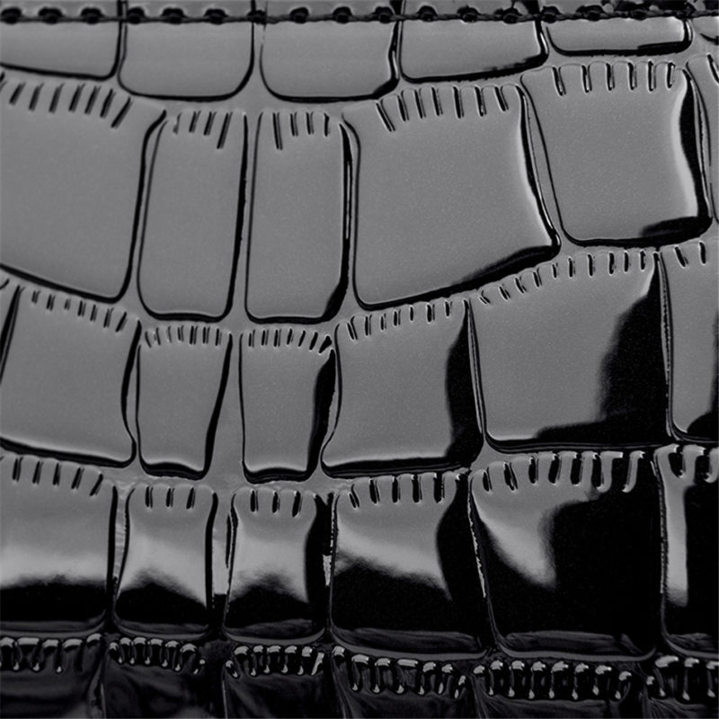 Sac à main et bandoulière en cuir verni, à motif de style crocodile – Image 13