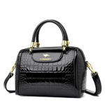 Sac à main et bandoulière en cuir verni, à motif de style crocodile