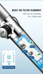 Pommeau de douche à haute pression, avec filtre, 4 modes, massages – Image 5