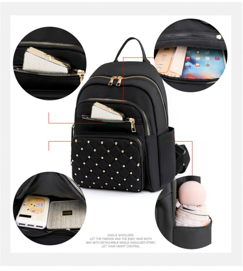 Sac à dos en nylon, grande capacité, multiples poches de rangement – Image 12