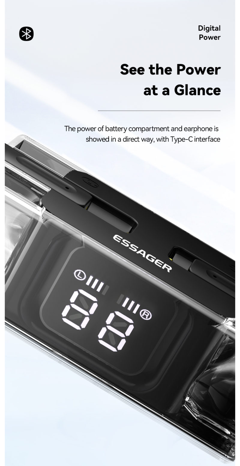 Écouteurs sans fil Bluetooth E90 TWS, avec microphone et étui de chargement, commande tactile – Image 10