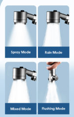Pommeau de douche à haute pression, avec filtre, 4 modes, massages – Image 2