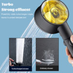 Ensemble flexible et pommeau de douche turbocompressé à affichage LED numérique, réglable, 5 modes – Image 2