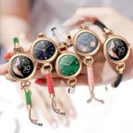 Montre connectée CT01 avec bracelet en cuir pour femme, écran tactile 1.09", modes de sport et santé – Image 2