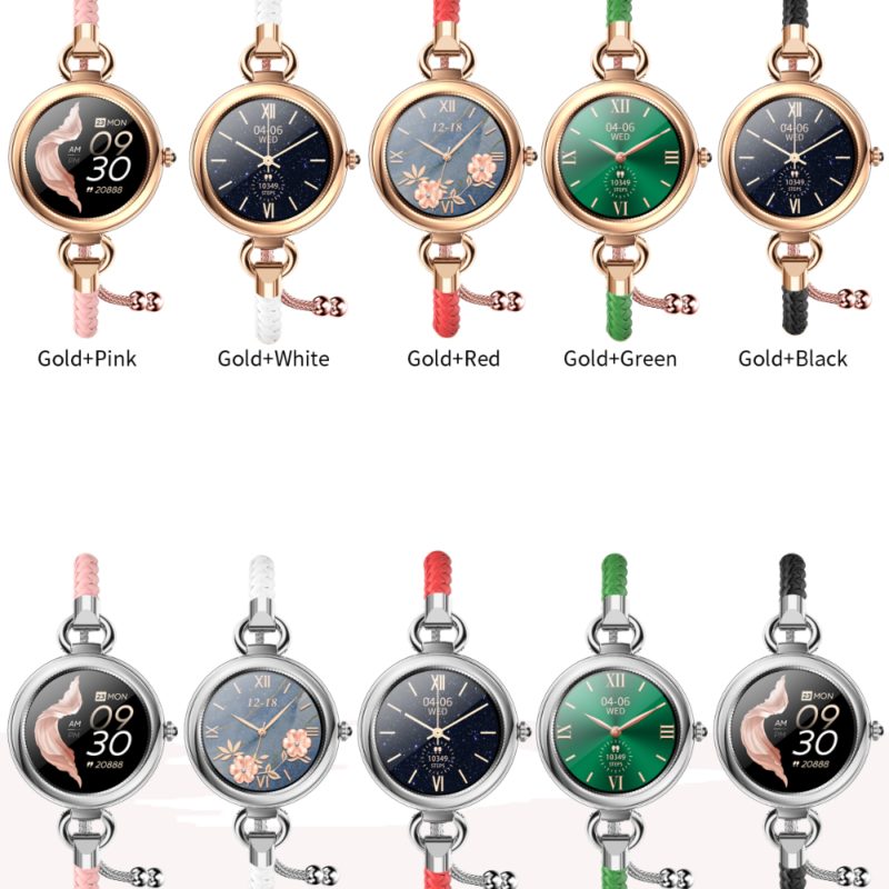 157856-lihz1b.jpg Montre connectée CT01 avec bracelet en cuir pour femme, écran tactile 1.09", modes de sport et santé – Image 6