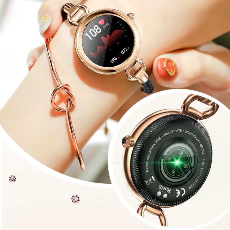 157856-rwt3oc.jpg Montre connectée CT01 avec bracelet en cuir pour femme, écran tactile 1.09", modes de sport et santé – Image 3