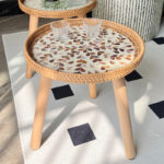 Petite table basse en rotin tissé, ronde, minimaliste moderne – Image 2