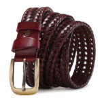 Ceinture en cuir véritable tressée main, vintage, 115 cm – Image 4
