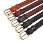 Ceinture en cuir véritable tressée main, vintage, 115 cm – Image 2
