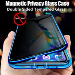 Double coque magnétique 360° pour iPhone, protection de la vie privée, double verre, protection en métal