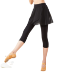 Pantalon de danse avec jupe courte en mousseline de soie, legging d'entraînement de ballet, taille élastique – Image 3