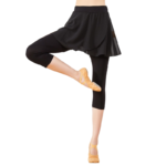 Pantalon de danse avec jupe courte en mousseline de soie, legging d'entraînement de ballet, taille élastique – Image 2