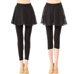 Pantalon de danse avec jupe courte en mousseline de soie, legging d'entraînement de ballet, taille élastique