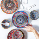 Ensemble de vaisselle en céramique, bol de riz et accessoires, géométrique design, Bohemia
