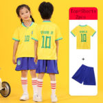 Ensemble maillot et short de football pour enfant, Messi, Ronaldo, Neymar, respirant – Image 3