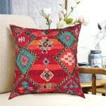 Housse de coussin, berbère marocain, imprimé coloré, 45 x 45 cm – Image 2