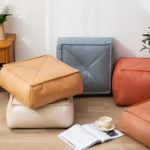 Housse de pouf en cuir PU, carrée, non rembourrée, 7 coloris – Image 2