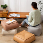Housse de pouf en cuir PU, carrée, non rembourrée, 7 coloris – Image 3