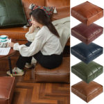 Housse de pouf en cuir PU, cirée à l'huile, carrée, non rembourrée, 6 coloris – Image 2