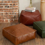 Housse de pouf en cuir PU, cirée à l'huile, carrée, non rembourrée, 6 coloris – Image 8
