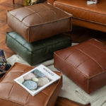 Housse de pouf en cuir PU, cirée à l'huile, carrée, non rembourrée, 6 coloris – Image 3
