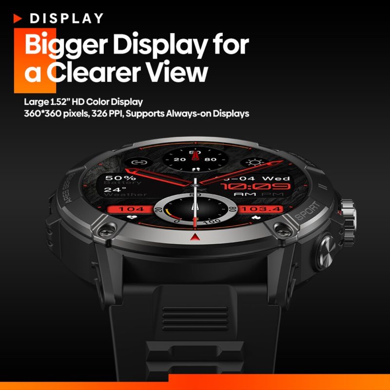 Montre connectée, Zeblaze Ares 3, grand écran IPS 1.52", 326 PPI – Image 3