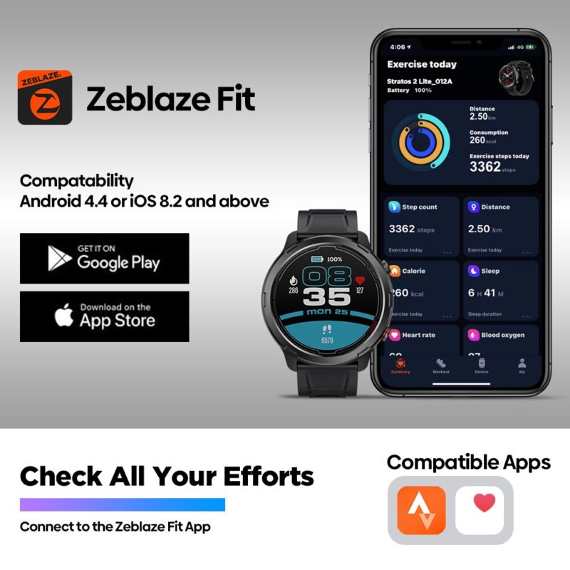 Montre connectée, Zeblaze Stratos 2 Lite, écran IPS de 1.32" Corning Gorilla, GPS, modes sport, boussole, suivi de santé 24h – Image 5