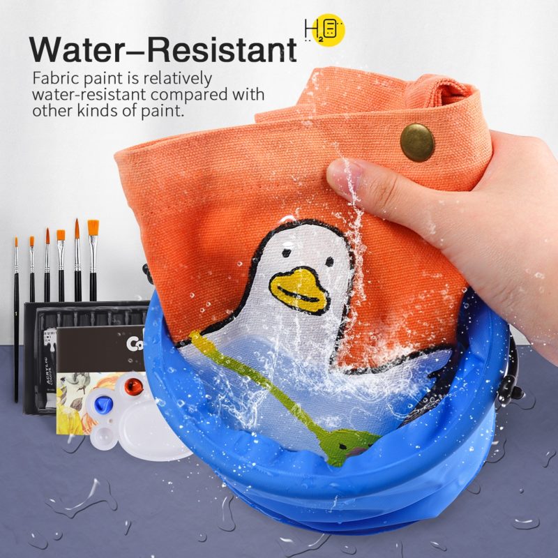 Ensemble de peinture pour textile, une palette de 12 couleurs, avec 6 pinceaux – Image 4