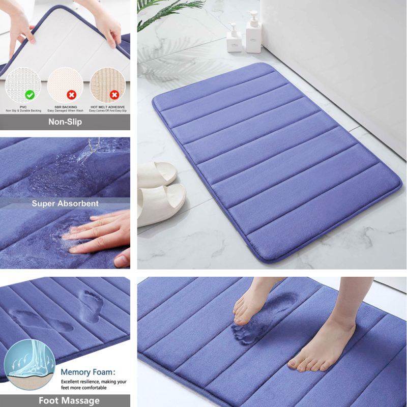 Ensemble de tapis de salle de bain, mousse à mémoire de forme, extra doux et super absorbants, 3 pièces – Image 4