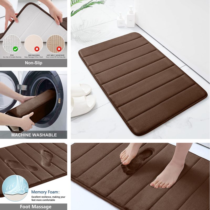 Ensemble de tapis de salle de bain, mousse à mémoire de forme, extra doux et super absorbants, 3 pièces – Image 7