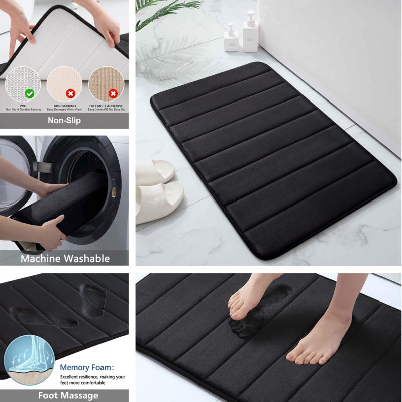 Ensemble de tapis de salle de bain, mousse à mémoire de forme, extra doux et super absorbants, 3 pièces – Image 2