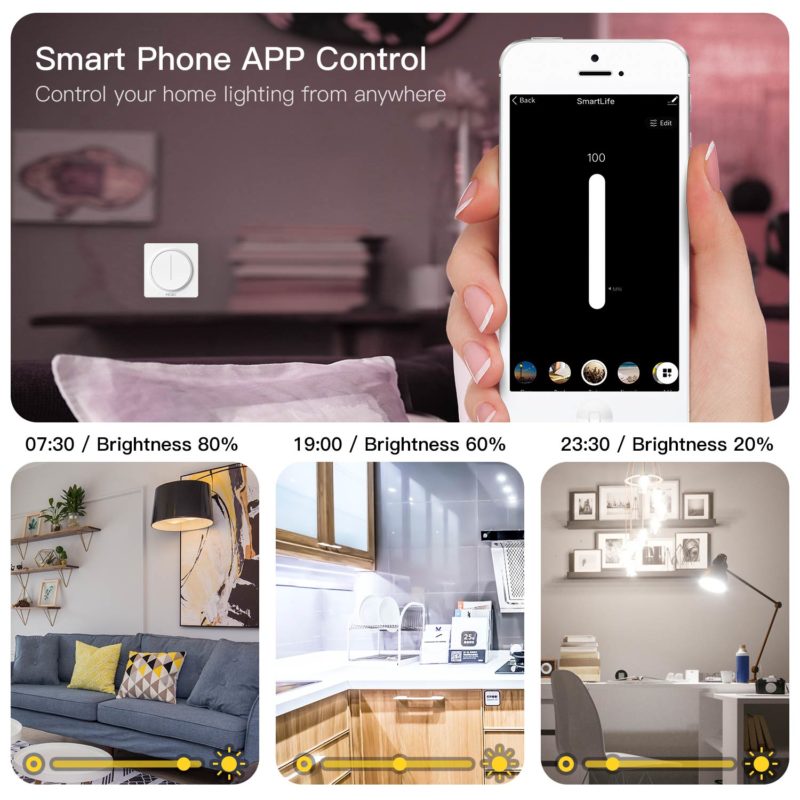 161705-vckik6.jpg Interrupteur de lumière, variateur rotatif/tactile, WiFi, application Smart Life, Tuya, Alexa – Image 5