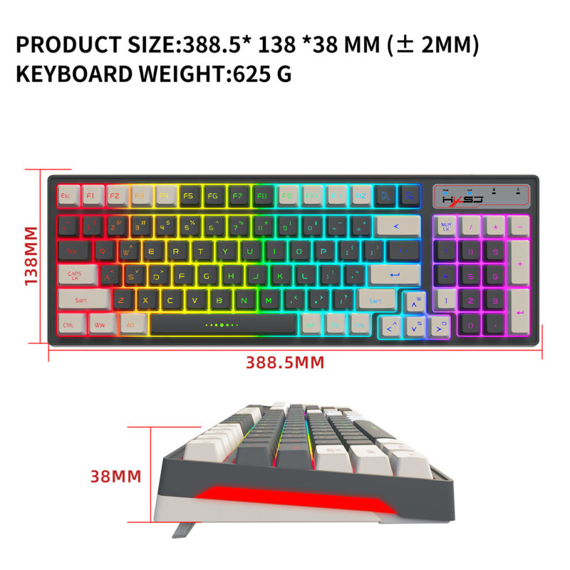 Ensemble clavier et souris rechargeables sans fil, à membrane, rétroéclairage coloré RVB, QWERTY – Image 2