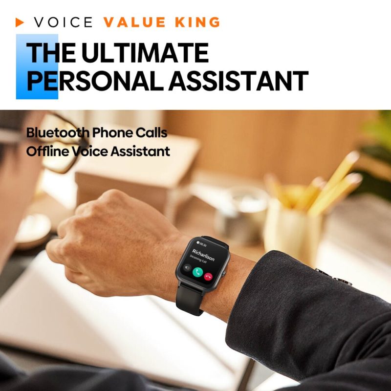 Montre connectée, écran TFT 1.83", IP68, moniteur de santé et de sport, assistant vocal – Image 4