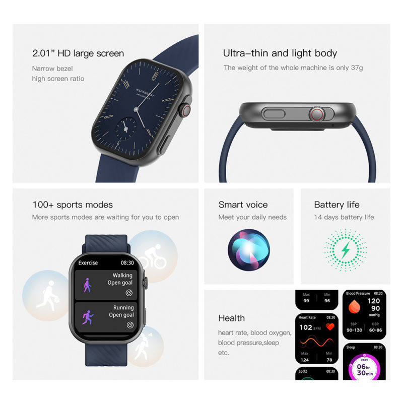 Montre connectée, ZL80 Smartwatch, grand écran 2.01", IP67, étanche – Image 2