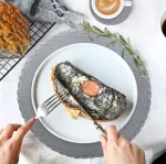 Ensemble de sets de table tissés à bords croisés, ronds, 12 pièces – Image 4