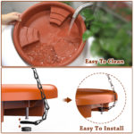 Ensemble de fontaine solaire et abreuvoir à oiseaux, avec crochet, bain d’oiseaux pour jardin – Image 3