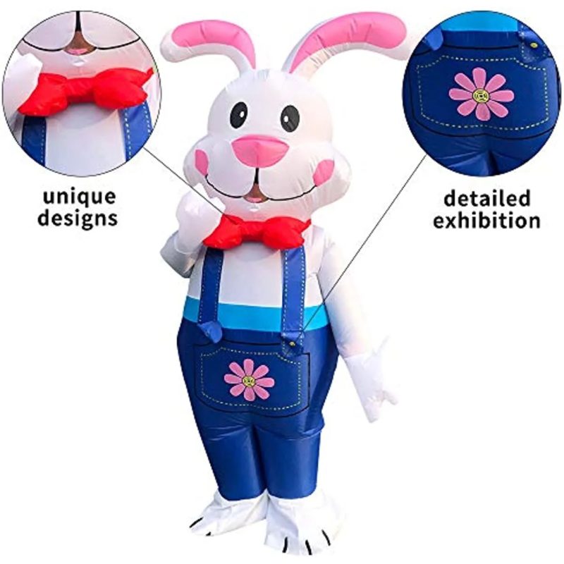 Costume gonflable de lapin en salopette, déguisement – Image 3