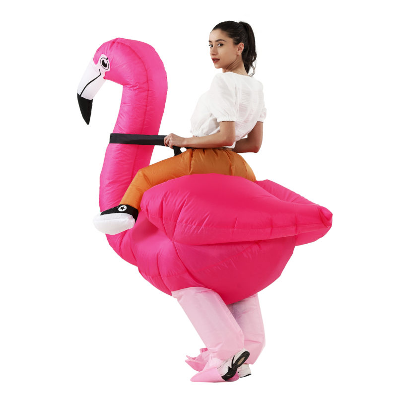 Costume gonflable de flamant rose monté, déguisement – Image 1