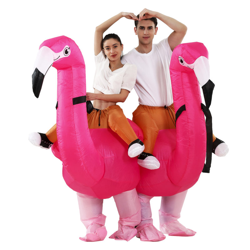 Costume gonflable de flamant rose monté, déguisement – Image 4