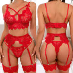 Ensemble de lingerie sexy, soutien-gorge, culotte et jarretières, 3 pièces – Image 2