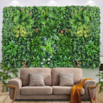 Panneau mural de plantes artificielles, subtropicales, fleurs, herbes, 50 x 50 cm – Image 2