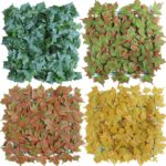 Panneau mural de plantes artificielles, herbes tropicales, fleurs, feuilles, 50 x 50 cm – Image 4