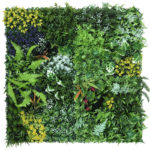 Panneau mural de plantes artificielles, herbes tropicales, fleurs, feuilles, 50 x 50 cm