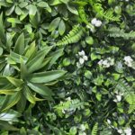 Panneau mural de plantes artificielles, tropicales, fleurs, herbes vertes, 50 x 50 cm – Image 3